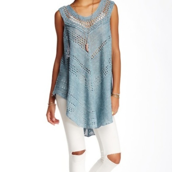 New Free People Rhiannon Linen Blend Poncho Top - Picture 1 of 7